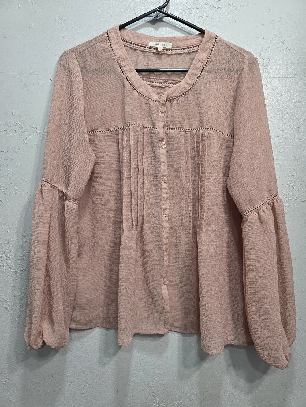 Maurices Dusty Rose Button-Front Peasant Blouse